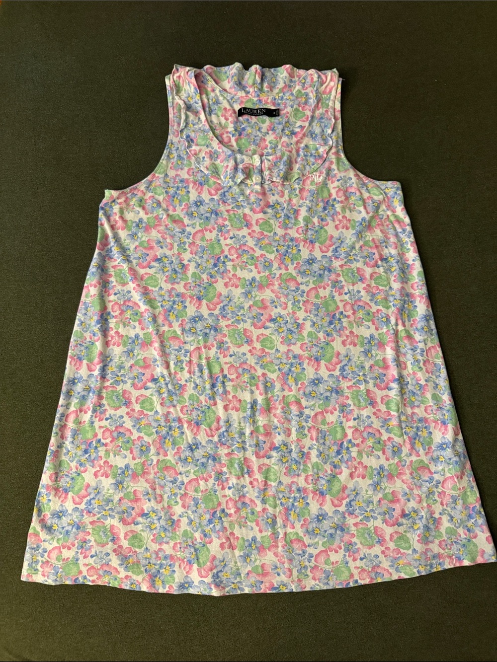 Lauren by Ralph Lauren Pastel Floral Sleeveless Dress in Pink, Blue & Green